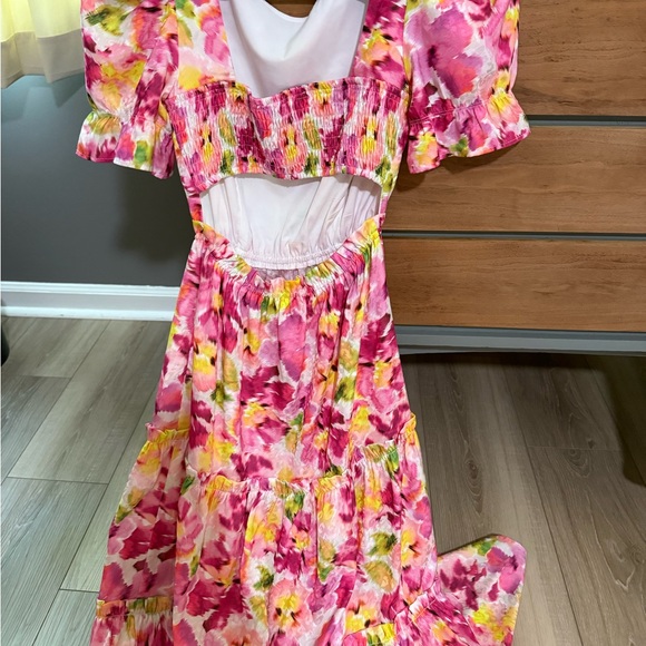 Adelyn Rae Pink and Yellow Floral Maxi Dress - Picture 3 of 5